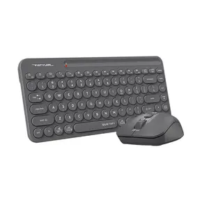 A4Tech FG3200 Air2 QuietKey Compact 2.4GHz Wireless Keyboard and Mouse Combo Set, Silent Click Mouse, 2000 DPI 4-Level Adjustable Sensor, Air Mouse Function, Ultra-Slim Keycaps, Grey Edition