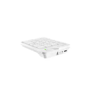 A4Tech FGK21C 2.4GHz Rechargeable Wireless Numeric Keypad, USB Type-C Charging, 18-Key Layout, Ultra-Slim Chocolate Keycaps, Laser Engraved Keycaps, Compact Wireless Numpad, White Edition 