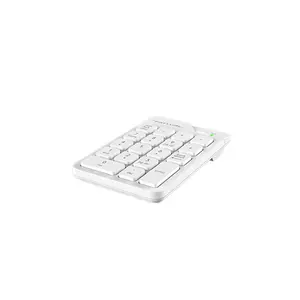 A4Tech FGK21C 2.4GHz Rechargeable Wireless Numeric Keypad, USB Type-C Charging, 18-Key Layout, Ultra-Slim Chocolate Keycaps, Laser Engraved Keycaps, Compact Wireless Numpad, White Edition 