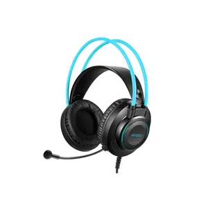 A4Tech FH200i Conference Over-Ear Headphone, Noise Cancelling Unidirectional Microphone, 50mm Speaker Drivers, 3.5mm Audio Jack, Adjustable Volume Control, Lightweight Design, Blue Edition