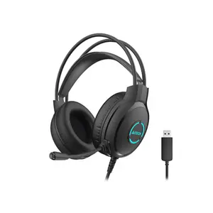 A4Tech FH300U USB Gaming Headset, Noise Cancelling Microphone, Neon Backlit Design, 50mm Speaker Drivers, USB Connectivity, Over-Ear Gaming Headset, Black Edition