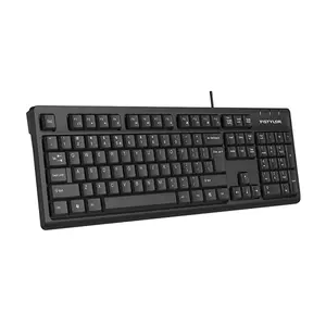A4Tech FK12 Multimedia Wired Keyboard, Waterproof Drain Hole Design, 12 FN Multimedia Hotkeys, Laser Engraved Keycaps, Full-Size Layout, Black Edition