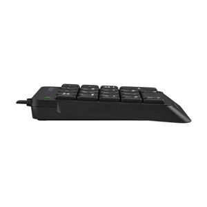 A4Tech FK13P Wired Numeric Keypad, 18 Low-Profile Keys, Slim Round-Square Keycaps, Splash-Proof Design, Laser Engraved Keycaps, USB Plug-and-Play Numpad, Black Edition
