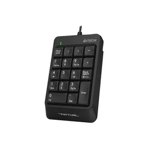 A4Tech FK13P Wired Numeric Keypad, 18 Low-Profile Keys, Slim Round-Square Keycaps, Splash-Proof Design, Laser Engraved Keycaps, USB Plug-and-Play Numpad, Black Edition