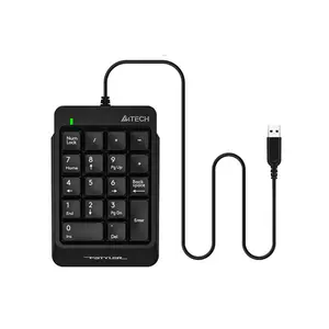 A4Tech FK13P Wired Numeric Keypad, 18 Low-Profile Keys, Slim Round-Square Keycaps, Splash-Proof Design, Laser Engraved Keycaps, USB Plug-and-Play Numpad, Black Edition