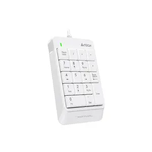 A4Tech FK13P Wired Numeric Keypad, 18 Low-Profile Keys, Slim Round-Square Keycaps, Splash-Proof Design, Laser Engraved Keycaps, USB Plug-and-Play Numpad, White Edition