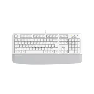 A4Tech FK20 Multimedia Wired Keyboard, Waterproof Drain Hole Design, 12 FN Multimedia Hotkeys, Laser Engraved Keycaps, Full-Size Layout, White Edition