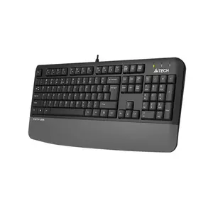 A4Tech FK20 Multimedia Wired Keyboard, Waterproof Drain Hole Design, 12 FN Multimedia Hotkeys, Laser Engraved Keycaps, Full-Size Layout, Grey Edition