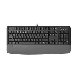 A4Tech FK20 Multimedia Wired Keyboard, Waterproof Drain Hole Design, 12 FN Multimedia Hotkeys, Laser Engraved Keycaps, Full-Size Layout, Grey Edition
