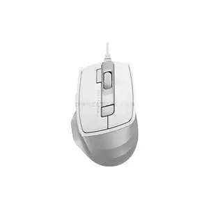 A4Tech FM45S Air Silent Click Wired Optical Mouse, Dual-Function Desk + Air Control, 2400 DPI 4-Level Adjustable Sensor, 1000Hz Adjustable Report Rate, 7 Programmable Buttons, Silver White Edition