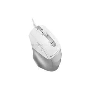 A4Tech FM45S Air Silent Click Wired Optical Mouse, Dual-Function Desk + Air Control, 2400 DPI 4-Level Adjustable Sensor, 1000Hz Adjustable Report Rate, 7 Programmable Buttons, Silver White Edition