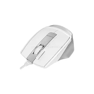 A4Tech FM45S Air Silent Click Wired Optical Mouse, Dual-Function Desk + Air Control, 2400 DPI 4-Level Adjustable Sensor, 1000Hz Adjustable Report Rate, 7 Programmable Buttons, Silver White Edition