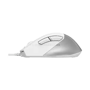 A4Tech FM45S Air Silent Click Wired Optical Mouse, Dual-Function Desk + Air Control, 2400 DPI 4-Level Adjustable Sensor, 1000Hz Adjustable Report Rate, 7 Programmable Buttons, Silver White Edition