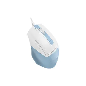 A4Tech FM45S Air Silent Click Wired Optical Mouse, Dual-Function Desk + Air Control, 2400 DPI 4-Level Adjustable Sensor, 1000Hz Adjustable Report Rate, 7 Programmable Buttons, lcy Blue Edition