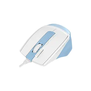 A4Tech FM45S Air Silent Click Wired Optical Mouse, Dual-Function Desk + Air Control, 2400 DPI 4-Level Adjustable Sensor, 1000Hz Adjustable Report Rate, 7 Programmable Buttons, lcy Blue Edition