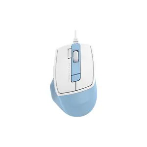 A4Tech FM45S Air Silent Click Wired Optical Mouse, Dual-Function Desk + Air Control, 2400 DPI 4-Level Adjustable Sensor, 1000Hz Adjustable Report Rate, 7 Programmable Buttons, lcy Blue Edition