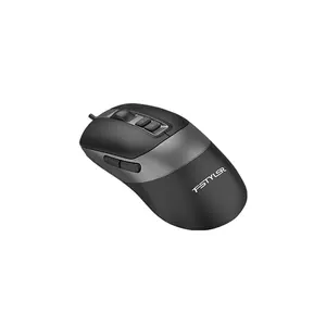 A4Tech FM50S Plus Silent Click Wired Optical Mouse, 4000 DPI Optical Sensor, 1000Hz Adjustable Polling Rate, 7 Programmable Buttons, 256KB Onboard Memory, Grey Edition