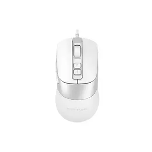 A4Tech FM50S Plus Silent Click Wired Optical Mouse, 4000 DPI Optical Sensor, 1000Hz Adjustable Polling Rate, 7 Programmable Buttons, 256KB Onboard Memory, White Edition