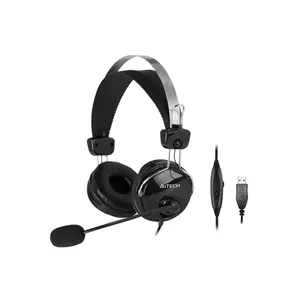 A4Tech HU-7P ComfortFit Stereo USB Headset, 40mm Speaker Drivers, Single-Directional Noise Cancelling Microphone, In-Line Volume Control, Adjustable Headband, USB Connectivity