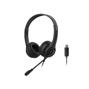 A4Tech HU-8 USB Stereo Headset, Noise Cancelling Microphone, Adjustable Headband, Lightweight Design, USB Plug-and-Play Connectivity