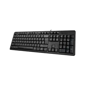 A4Tech KK-3 Multimedia Wired Keyboard, 12 Multimedia Hotkeys, Laser Engraved Keycaps, Full-Size Layout, USB Plug-and-Play Design, Black Edition