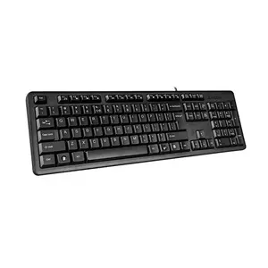 A4Tech KK-3 Multimedia Wired Keyboard, 12 Multimedia Hotkeys, Laser Engraved Keycaps, Full-Size Layout, USB Plug-and-Play Design, Black Edition