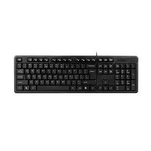 A4Tech KK-3 Multimedia Wired Keyboard, 12 Multimedia Hotkeys, Laser Engraved Keycaps, Full-Size Layout, USB Plug-and-Play Design, Black Edition