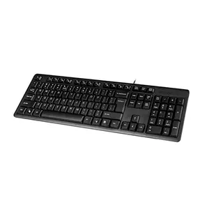 A4Tech KK-3 Multimedia Wired Keyboard, 12 Multimedia Hotkeys, Laser Engraved Keycaps, Full-Size Layout, USB Plug-and-Play Design, Black Edition