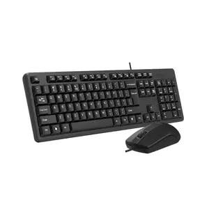 A4Tech KK-3330S Multimedia Wired Keyboard and Mouse Combo Set, KK-3 Multimedia Keyboard, OP-330S Silent Click Mouse, 1200 DPI Optical Sensor, USB Plug-and-Play Design