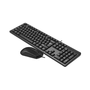 A4Tech KK-3330S Multimedia Wired Keyboard and Mouse Combo Set, KK-3 Multimedia Keyboard, OP-330S Silent Click Mouse, 1200 DPI Optical Sensor, USB Plug-and-Play Design