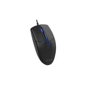 A4Tech N-530S Illuminated Backlit Silent Click Wired Optical Mouse, Blue LED Backlight, 1200 DPI Optical Sensor, 4-Way Smart Wheel, 8-in-One Gesture Support, Black Edition