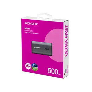 ADATA SE880 500GB External SSD Black/Blue, USB 3.2 Gen2x2 Type-C Portable SSD, 2000MB/s Read Write Speed, Compact Lightweight Design