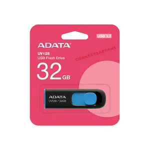 ADATA UV128 USB 3.2 Gen 1 Flash Drive, Retractable Capless Design, High-Speed Data Transfer, Sliding USB Connector, USB Type-A Storage Drive