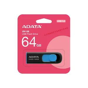 ADATA UV128 USB 3.2 Gen 1 Flash Drive, Retractable Capless Design, High-Speed Data Transfer, Sliding USB Connector, USB Type-A Storage Drive