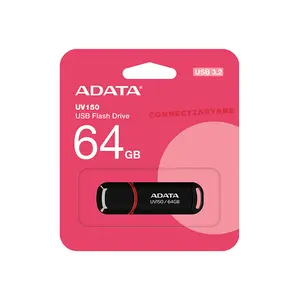 ADATA UV150 USB 3.2 Gen 1 Flash Drive Black, Glossy Cap Design, High-Speed Data Transfer, USB Type-A Interface, Portable USB Storage Drive