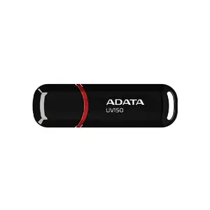 ADATA UV150 USB 3.2 Gen 1 Flash Drive Black, Glossy Cap Design, High-Speed Data Transfer, USB Type-A Interface, Portable USB Storage Drive