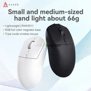 AJAZZ AJ139 V2 MC Wireless Gaming Mouse with RGB Magnetic Charging Base, PAW3311 Sensor, 12000 DPI, Tri-Mode Bluetooth 2.4GHz & USB-C Wired, 1000Hz Polling Rate, 500mAh Battery & 66g Lightweight Design
