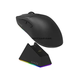 AJAZZ AJ139 V2 MC Wireless Gaming Mouse with RGB Magnetic Charging Base, PAW3311 Sensor, 12000 DPI, Tri-Mode Bluetooth 2.4GHz & USB-C Wired, 1000Hz Polling Rate, 500mAh Battery & 66g Lightweight Design