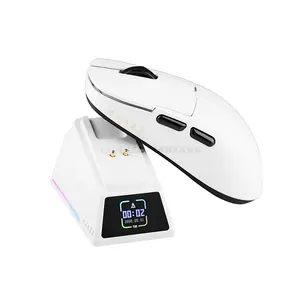 AJAZZ AJ159 APEX Wireless Gaming Mouse, PAW3950 Sensor, 30000 DPI Up to 42000 DPI, Tri-Mode Bluetooth 5.0 2.4GHz & USB-C Wired, 8000Hz Wireless Polling Rate, RGB Magnetic Charging Dock with Customizable Display, 400mAh Battery, 100 Million Clicks & 5