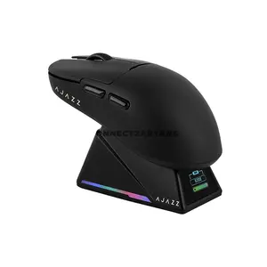 AJAZZ AJ159 APEX Wireless Gaming Mouse, PAW3950 Sensor, 30000 DPI Up to 42000 DPI, Tri-Mode Bluetooth 5.0 2.4GHz & USB-C Wired, 8000Hz Wireless Polling Rate, RGB Magnetic Charging Dock with Customizable Display, 400mAh Battery, 100 Million Clicks & 5