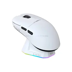 AJAZZ AJ159 PRO Wireless Gaming Mouse, PAW3395 Sensor, 26000 DPI, Tri-Mode Bluetooth 5.0 2.4GHz & USB-C Wired, 8000Hz Wireless Polling Rate, RGB Magnetic Charging Dock, 400mAh Battery, 100 Million Clicks & 56g Lightweight Design