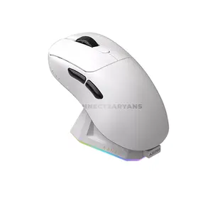 AJAZZ AJ179 White Wireless Gaming Mouse, PAW3395 Sensor, 26000 DPI, Dual-Mode 2.4GHz Wireless & USB-C Wired, 1000Hz Polling Rate, 400mAh Battery, 80 Million Clicks & 56g Lightweight Design