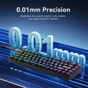AJAZZ AK680 V2 Black Contour 68-Key Magnetic Switch Gaming Keyboard, 8KHz Polling Rate, 128K Ultra-High Scan Rate, Aluminum Alloy Positioning Plate, RGB Backlight & Compact Esports Design