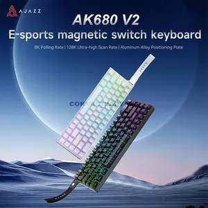 AJAZZ AK680 V2 Black Contour 68-Key Magnetic Switch Gaming Keyboard, 8KHz Polling Rate, 128K Ultra-High Scan Rate, Aluminum Alloy Positioning Plate, RGB Backlight & Compact Esports Design