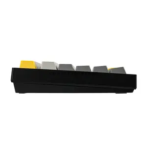 AJAZZ AK820 PRO Grey Yellow 75% Wireless Mechanical Keyboard, 81 Keys + Rotary Knob, 0.85-Inch TFT Display, Tri-Mode Bluetooth 5.1 2.4GHz & USB-C Wired, Gasket Mount, Hot-Swappable Switches, PBT Keycaps, RGB Backlight & 4000mAh Battery