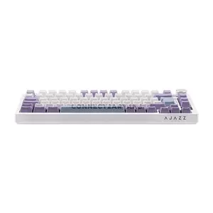 AJAZZ AK820 PRO White Purple 75% Wireless Mechanical Keyboard, 81 Keys + Rotary Knob, 0.85-Inch TFT Display, Tri-Mode Bluetooth 5.1 2.4GHz & USB-C Wired, Gasket Mount, Hot-Swappable Switches, PBT Keycaps, RGB Backlight & 4000mAh Battery
