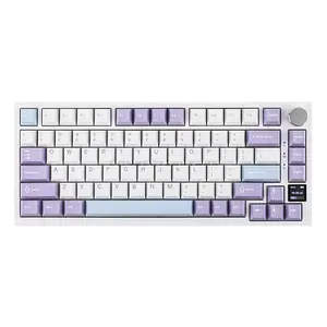 AJAZZ AK820 PRO White Purple 75% Wireless Mechanical Keyboard, 81 Keys + Rotary Knob, 0.85-Inch TFT Display, Tri-Mode Bluetooth 5.1 2.4GHz & USB-C Wired, Gasket Mount, Hot-Swappable Switches, PBT Keycaps, RGB Backlight & 4000mAh Battery