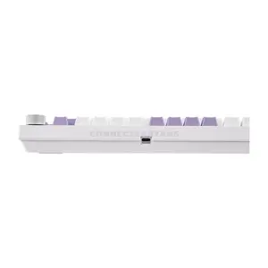 AJAZZ AK820 PRO White Purple 75% Wireless Mechanical Keyboard, 81 Keys + Rotary Knob, 0.85-Inch TFT Display, Tri-Mode Bluetooth 5.1 2.4GHz & USB-C Wired, Gasket Mount, Hot-Swappable Switches, PBT Keycaps, RGB Backlight & 4000mAh Battery