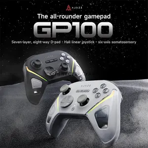 AJAZZ GP100 PRO White Wireless Gaming Controller with Charging Dock, Hall Effect Joysticks & Triggers, Tri-Mode 2.4GHz Bluetooth & Wired Connectivity, 1000mAh Battery, Turbo & Vibration, Gamepad for PC, Nintendo Switch, Android & iOS