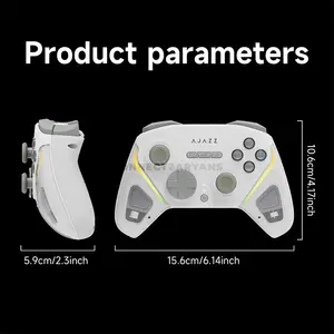 AJAZZ GP100 PRO White Wireless Gaming Controller with Charging Dock, Hall Effect Joysticks & Triggers, Tri-Mode 2.4GHz Bluetooth & Wired Connectivity, 1000mAh Battery, Turbo & Vibration, Gamepad for PC, Nintendo Switch, Android & iOS